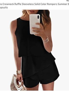 Sleeveless Ruffle Layered Black Women's Top (46)